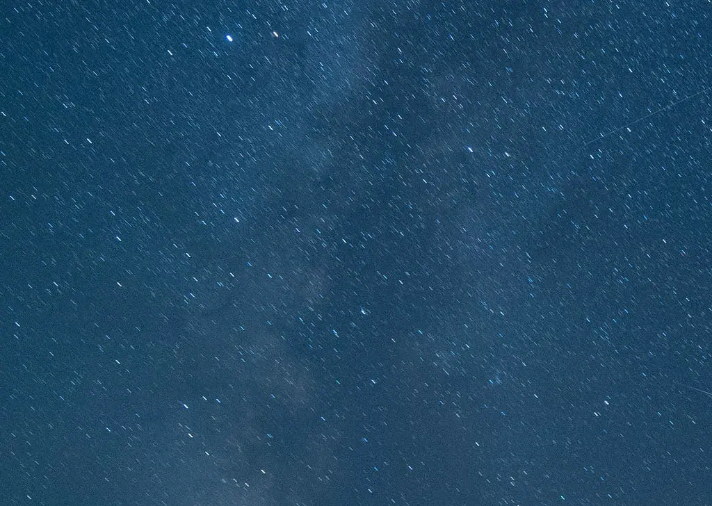 Short star trails in this image show the direct correlation between focal length and exposure time using the 500 Rule for milky way, star and night sky photography