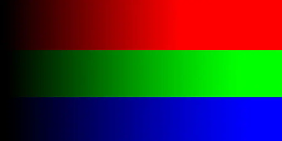 Graphic showing Shades of Red, Green and Blue Hues