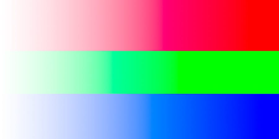 Graphic showing Tints of Red, Green and Blue Hues